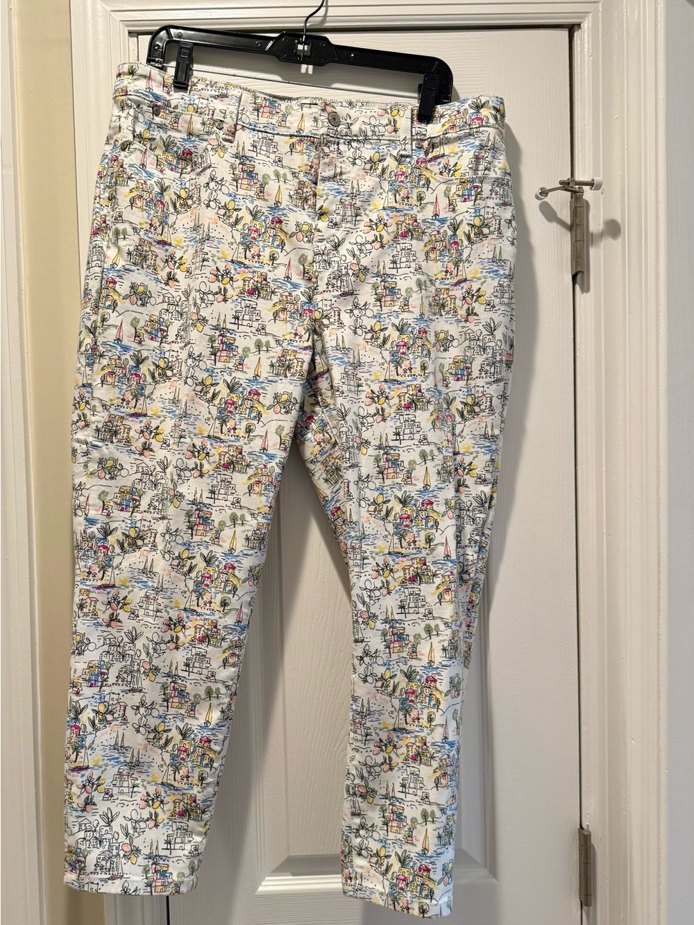 Talbots White Multicolor Print Jean Pant